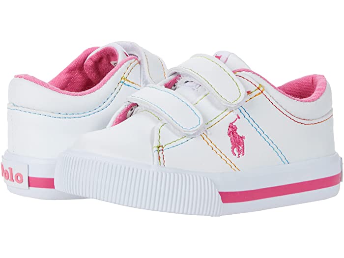 最前線の 取寄 ラルフローレン キッズ ガールズ エルムウッド Ez スニーカー トドラー Polo Ralph Lauren Kids Girls Elmwood Sneaker Toddler White Smooth Rainbow Baja Pink Pony Player Fucoa Cl