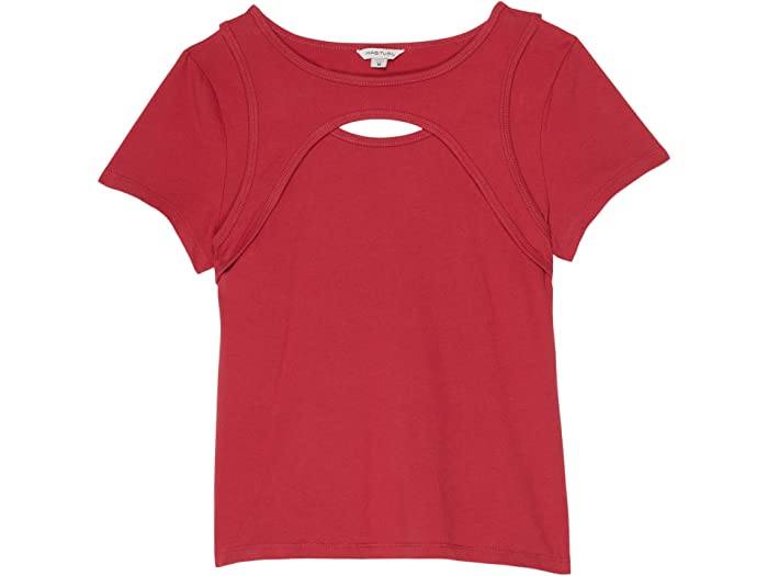 (取寄) ハビチュアル ガール ガールズ ショート スリーブ ニット トップ (ビッグ キッズ) HABITUAL girl girls Short Sleeve Knit Top (Big Kids) Dark Red