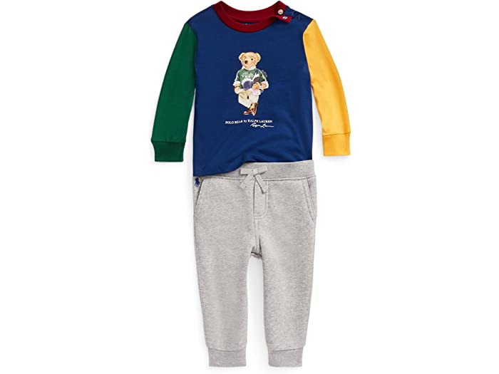 (取寄) ラルフローレン キッズ ボーイズ Polo Ralph Lauren Kids boys Polo Bear Long-Sleeve Tee Pants Set (Infant) Harrison Blue Andover Heather