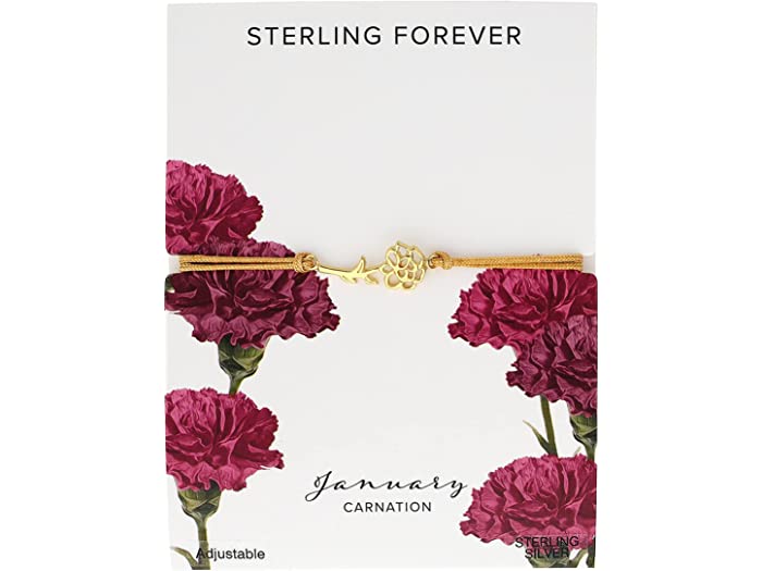 (取寄) スターリング フォーエバー レディース Sterling Forever women Sterling Silver Birth Flower Bolo Bracelet Gold January Carnation