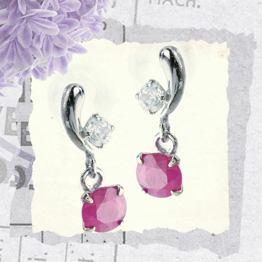 楽天市場】ルビー ピアス スイング プラチナ900 両耳用 3mm 脇石