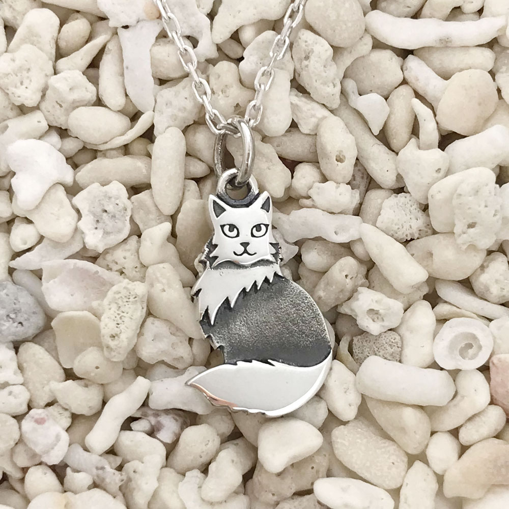 有線七宝（銀）猫のペンダントA ネコ　ねこ 有線七宝（銀）猫のペンダントA ネコ ねこ