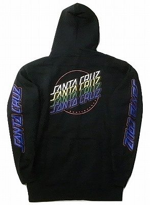 SANTACRUZ サンタクルーズ MULTI STRIP ZIP HOOD マルチストリップ ジッパーフードスウェット パーカー 黒|JONNY BEE