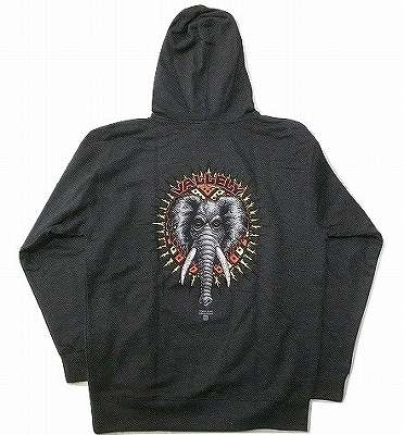 POWELL PERALTA パウエル MIKE VALLELY PULLOVER HOOD バレリー エレファント プルオーバーフードスウェット パーカー チャコールヘザー パーカー-メンズファッション