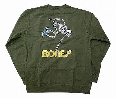POWELL PERALTA パウエル SKATE SKELTON CREW SWEAT 滑るスケルトン 労働者の一団素っ首 流汗 調教師 ARMY アーミーグリーン