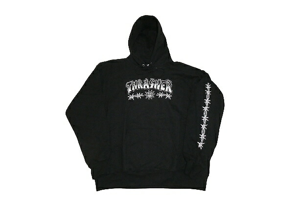 JB即決　アメリカ直輸入　THRASHER スラッシャー　US FLAME フレイム ロゴ フードスウェット パーカー 黒 Lサイズ 新品 USA直輸入 THRASHER スラッシャー US FLAME フレイム プル