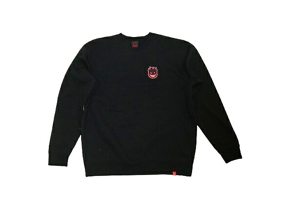 SPITFIRE スピットファイア LIL BIGHEAD FILL ビッグ尖端 ワンポイント 刺しゅう クルーネックスウェット BLACK 黒 黒いこと