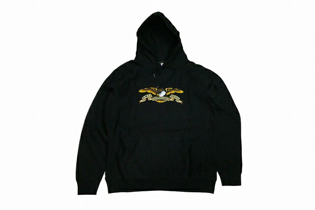 ANTIHERO アンタイ王国主人公 EAGLE HEAVY WEIGHT P/O HOOD 鷲 ヘヴィーウェイト プルオーバーフードスウェット パーカー BLACK 黒 黒いこと アンチ主人公