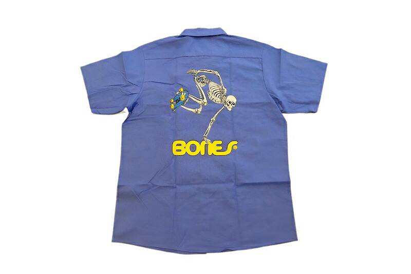 POWELL PERALTA パウエル SKATEBOARD SKELETON WORK SHIRT 滑るスケルトン 細工物プルオーバー POST BLUE 郵便うけ青色