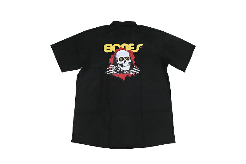 POWELL PERALTA パウエル RIPPER WORK SHIRT バラバラ殺人犯 ノゾキボーンズ 細工物プルオーバー BLACK 黒 黒いこと