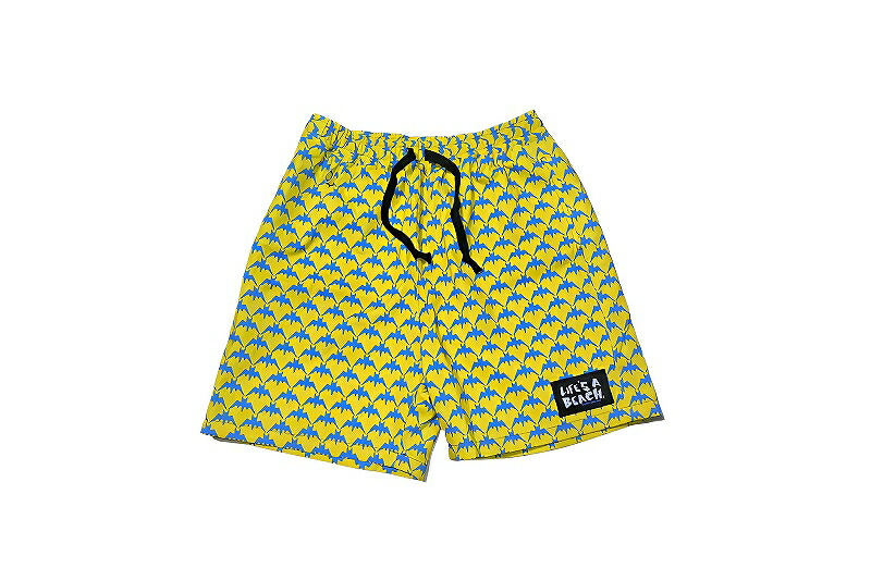 LIFE’S A BEACH ライフズアビーチ BAT SHORTS 野球バット 蚊食い鳥 総柄 たわい無い さる股引き 二分の一ズボン下 YELLOW/TURQUOISE 黄色/青緑色
