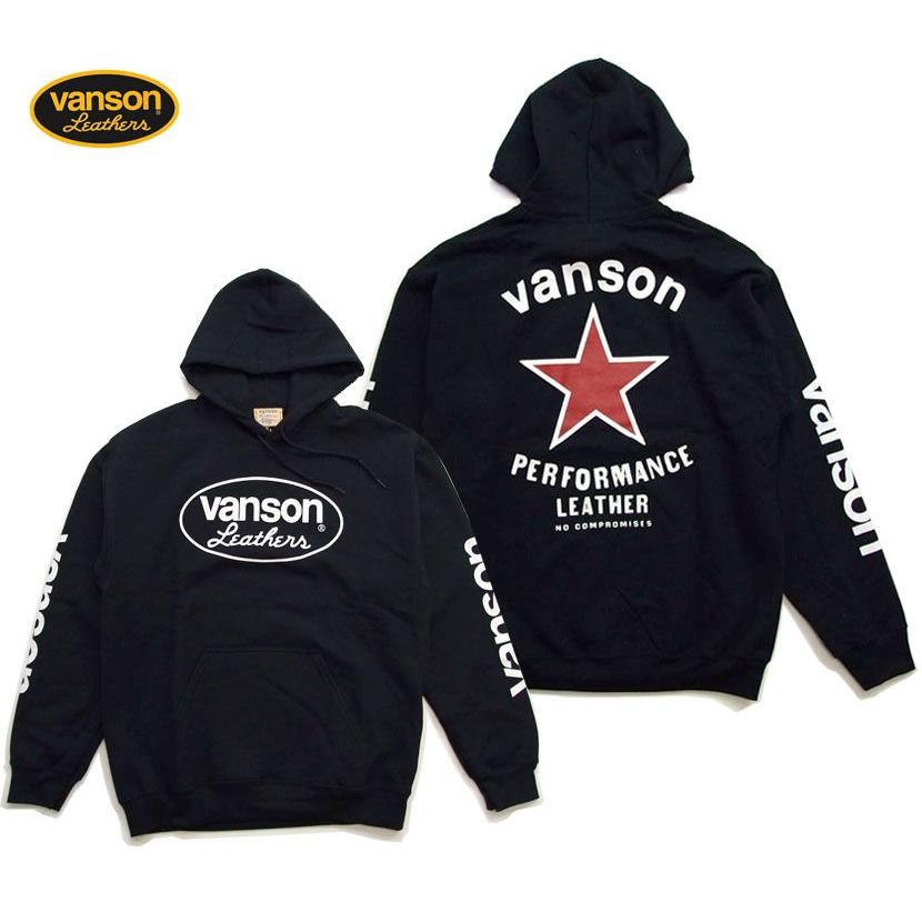 VANSON パーカー バンソン プルパーカー vanson 881V436 ワンスター プリント パーカー 裏毛 バンソン レッドスター 薄くて暖かい VANSON 人気の定番ロング・スウェットパーカー