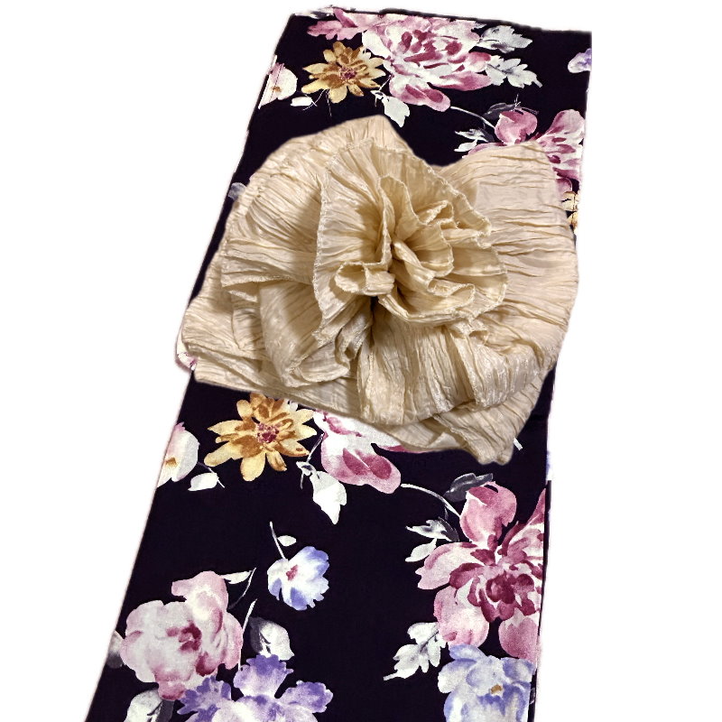浴衣 2点セット 可愛い（黒地に赤の花柄）上質 上品 大人 浴衣 単品 レディース 女性 和装 デート お祭り 夏祭り 花火 浴衣で万博