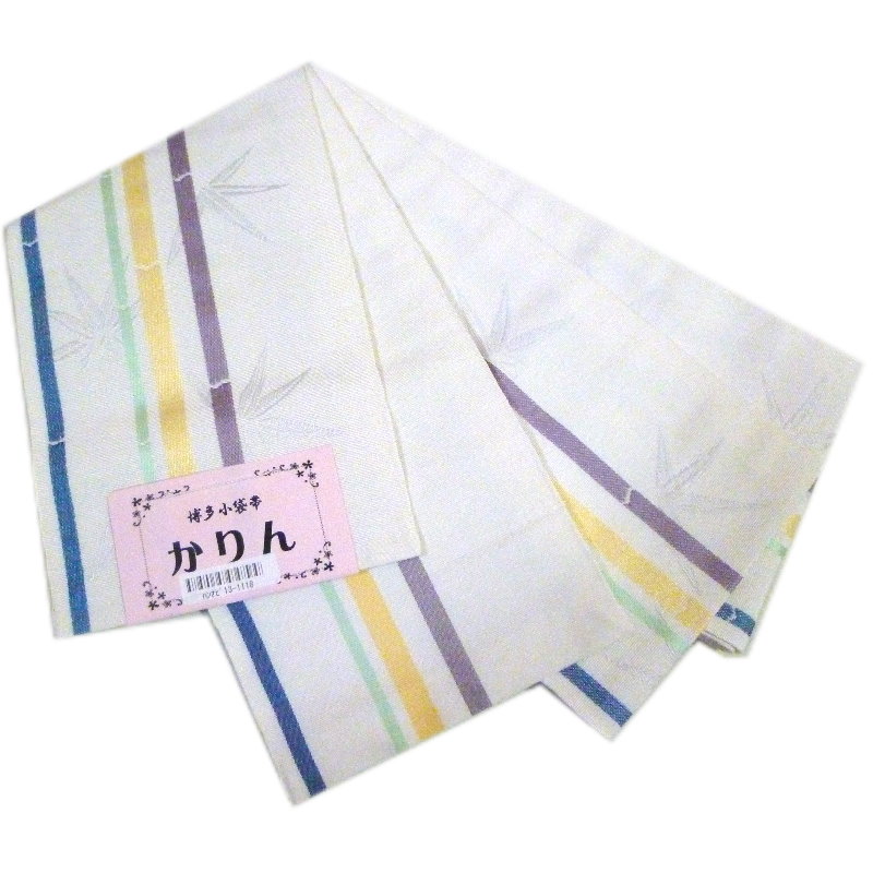 本場筑前博多織　特選　小袋帯　半幅帯　半巾帯 楽天市場】半幅帯 帯 本場筑前博多織 小袋帯 白 紺 和傘 亀甲