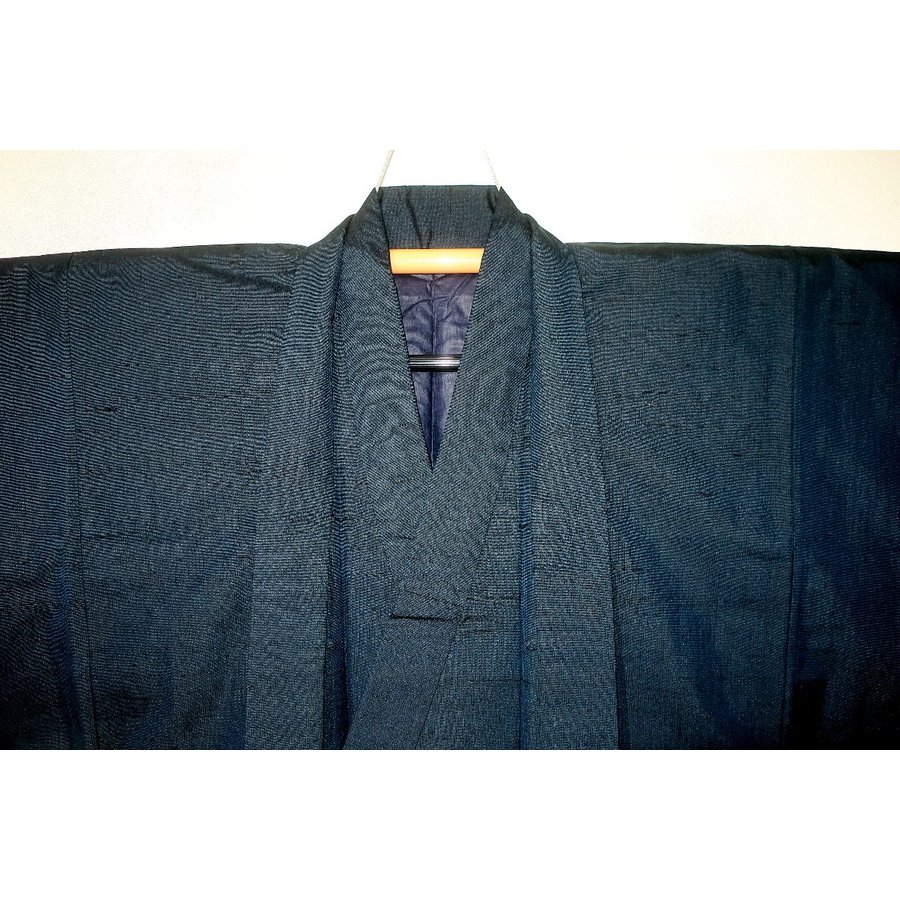 【楽天市場】綿麻遠州しじら織 単衣紋付 男性着物 裄73丈151 К藍の 
