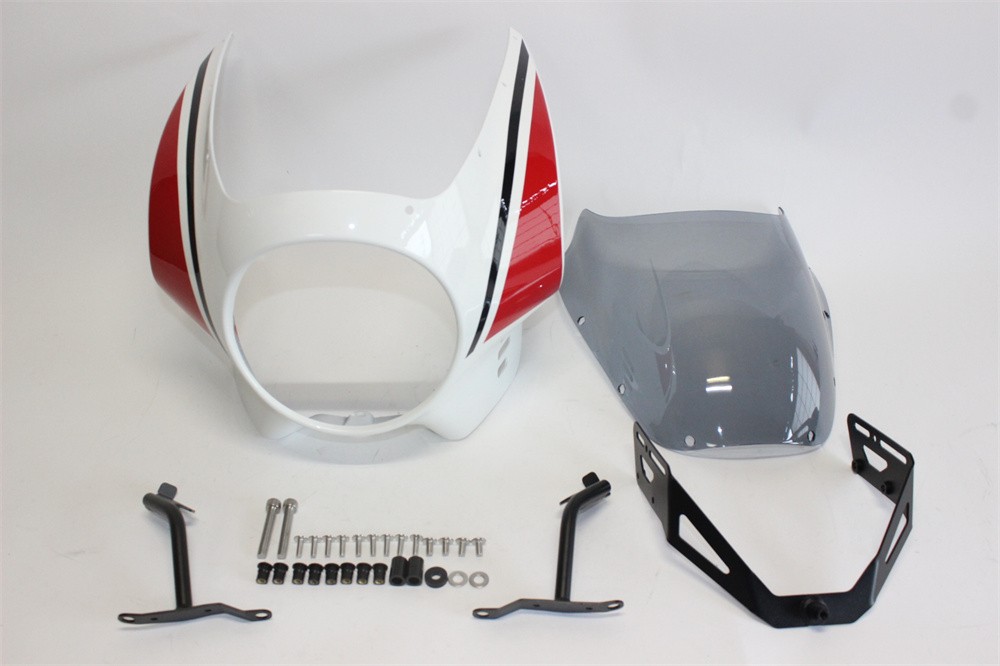 XSR 900 XSR900 xsr900 2022 以降 ビキニカウル フロントカウル 白X赤 & ライトスモーク スクリーン &ステー セット 16,632円