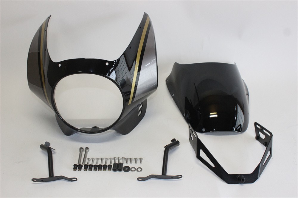 XSR 900 XSR900 xsr900 2022 以降 ビキニカウル フロントカウル 黒艶あり & スモーク スクリーン&ステー セット