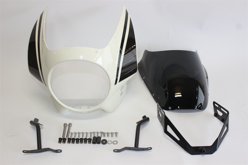 XSR 900 XSR900 xsr900 2022 以降 ビキニカウル フロントカウル 白X黒 & スモーク スクリーン &ステー セット