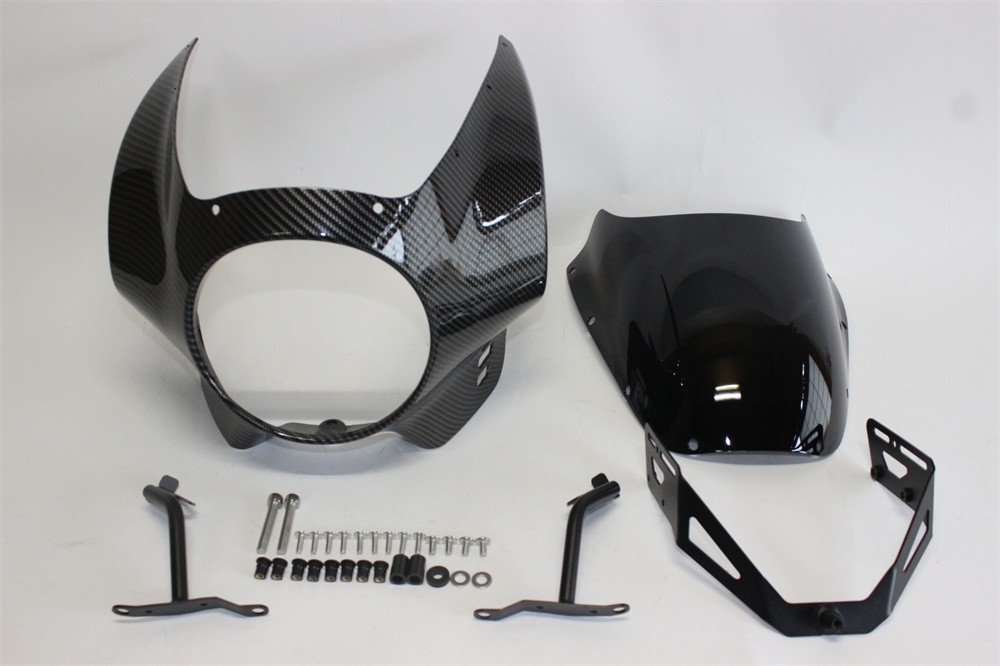 XSR 900 XSR900 xsr900 2022 以降 ビキニカウル フロントカウル カーボン調& スモーク スクリーン &ステー セット