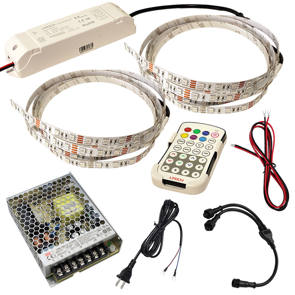 【RGB 500cm×2本仕掛ける】 非雨合羽RGB磁気テープともし火12V+RF調光器+相応うアダプタ付き添い人