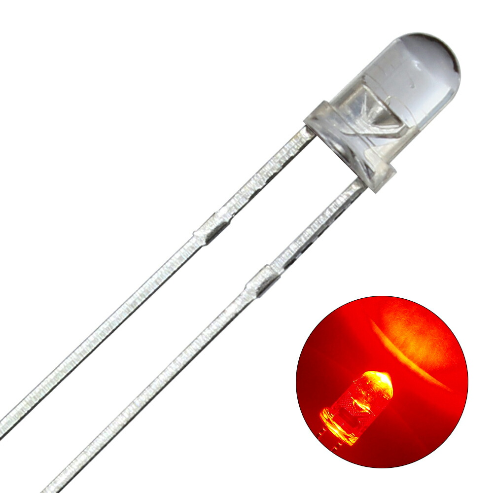 【楽天市場】LED 3mm 砲弾型 赤色 1500-2000mcd 発光ダイオード 50個:ledテープ 電子部品 販売 海渡電子