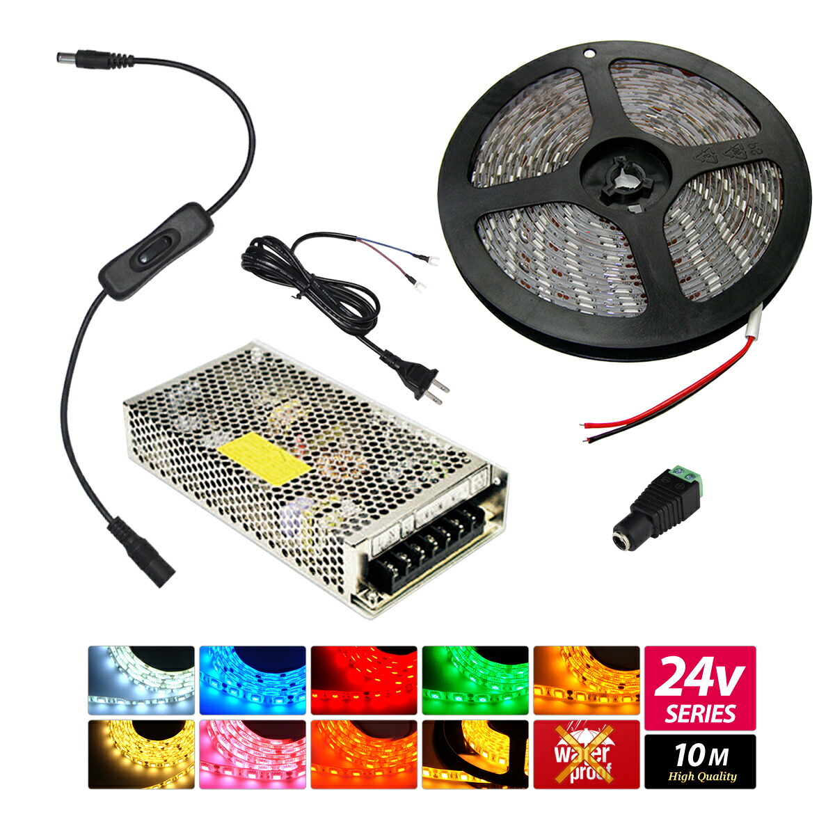【10m】 非雨合羽 24V LED磁気テープともし火3心付け 1本書き割り [AC100V-DC24V]