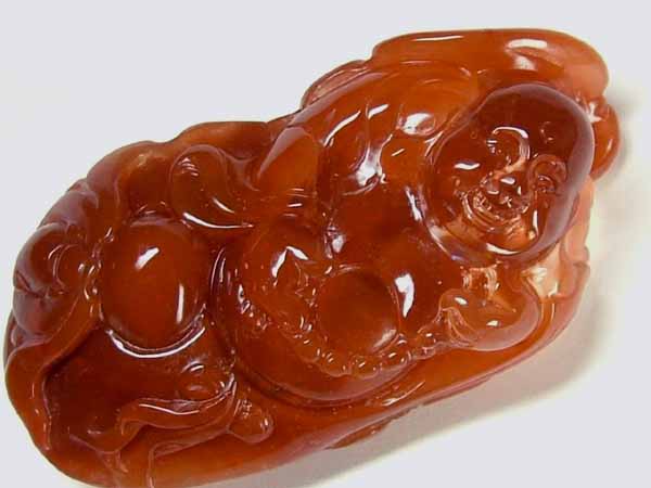 ■龍香堂■☆絶品！朱赤水晶「布袋」５９ｍｍ｜龍香堂
