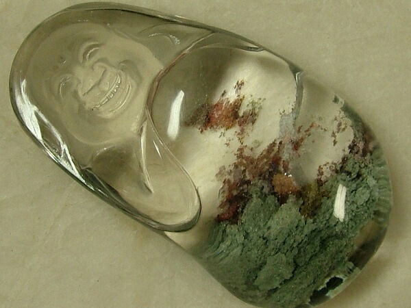■龍香堂■☆美品！ガーデンクォーツ（庭園水晶）彫物「布袋」４３ｍｍ｜龍香堂
