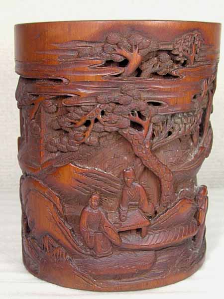 ■龍香堂■☆竹製筆筒（筆立て）「この世を去る仙景」