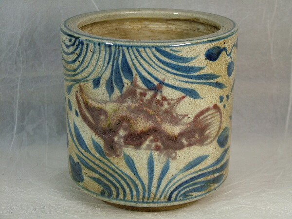 ■龍香堂■☆【中古美品】中国骨董品「染付福魚大壺」125粍