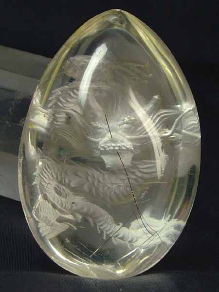 ■龍香堂■☆白銀ルチル　立体龍玉トップ（52ｍｍ）