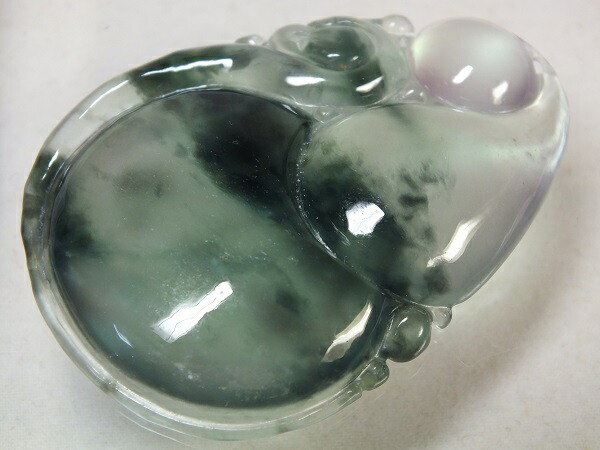 ■龍香堂■☆ミャンマー氷種翡翠(アイスジェダイト)瓢箪トップ52mm(j21)