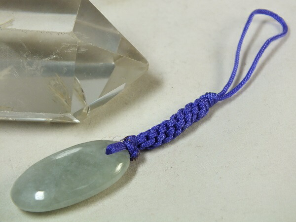 ■龍香堂■☆「国石」糸魚川翡翠（ひすい）大珠ストラップ29mm（h2）画像