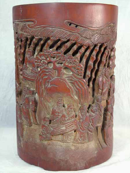 △▽□龍香堂□金糸楠（きんしくすのき）筆筒188mm即決△