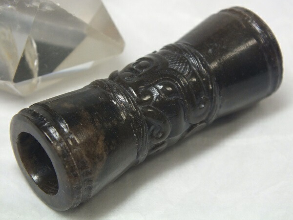 ■龍香堂■☆旧中国白玉「円柱型管玉」５３ｍｍ（ｈ27）