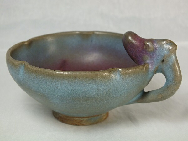■龍香堂■☆【中国骨董品】均窯（きんよう）持手付小杯１０４ｍｍ