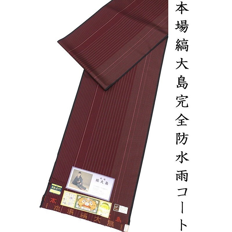 ※祝する有りがたさ祭☆仕立てもの無料・貨物輸送無料☆仕立て上げる正絹雨厚地の外套☆特撰発祥地縞大島完全雨合羽品