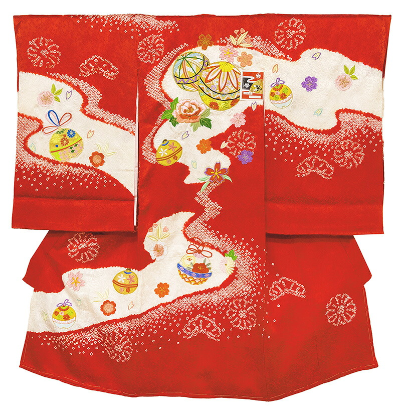 ※記念感謝祭☆送料無料☆正絹特撰京友禅伝統オケ絞り工芸本絞りと多色刺繍工芸祝い毬に四季花文☆お祝着|京都かもがわ