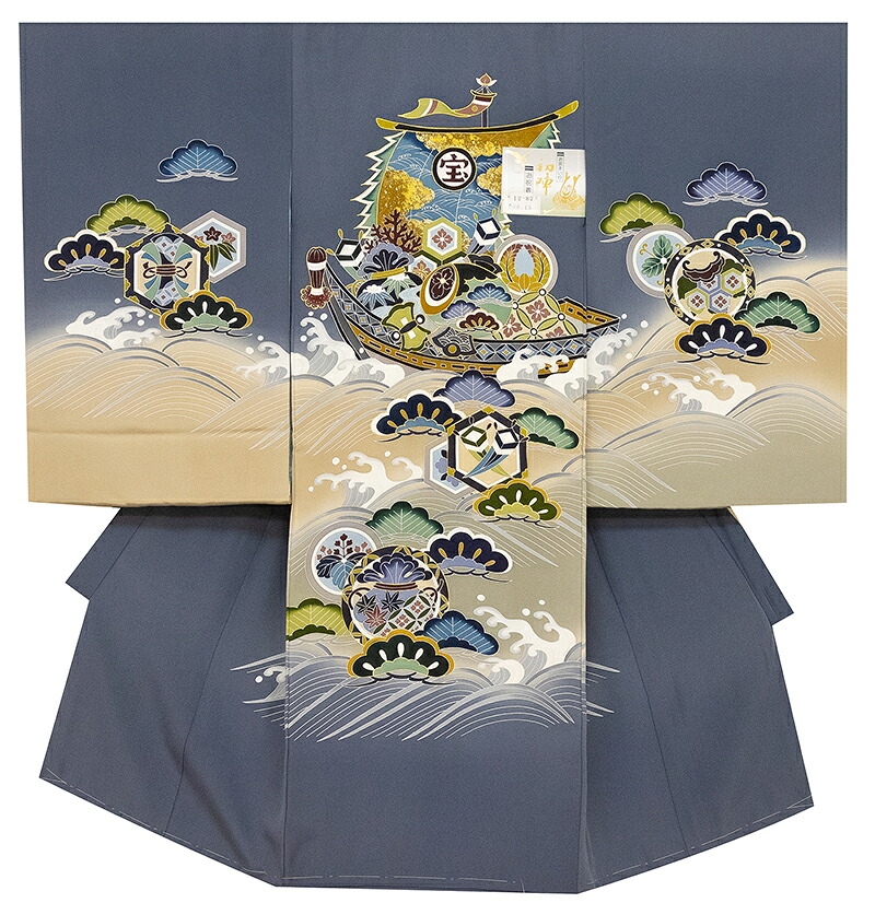 ※記念感謝祭☆送料無料☆新品正絹産着祝着最高級京友禅豪華手描き染盛金入工芸品出世宝船文に古典祝い格調柄