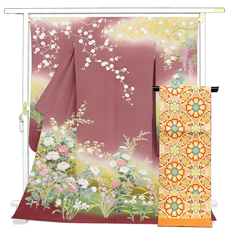 ※祝する有りがたさ祭☆貨物輸送無料☆人並み外れた申し出で品☆新品正絹仕立てもの売り上げ金2点仕掛ける（振袖本製作墨付き加賀五彩染、西陣正絹袋帯）