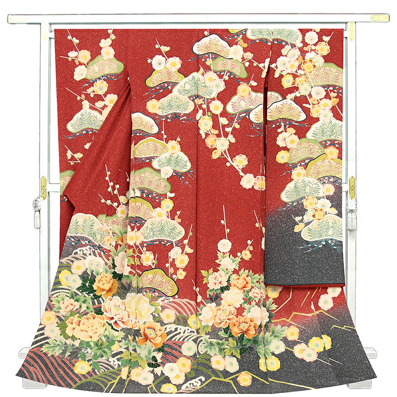 ※記念感謝祭☆仕立無料・送料無料☆加賀五彩染京友禅伝統工芸手描き創作たたき染入豪華四季花文特撰振袖☆落款入
