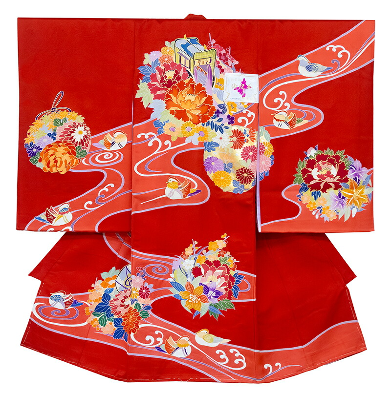 有名店在庫 最高級新品正絹産着京友禅工芸紅型美術、特撰豪華刺繍、大鷹熨斗古典文 新品☆女の子最高級正絹産着特選京友禅美術紅型特選染藍濃淡地豪華琉球