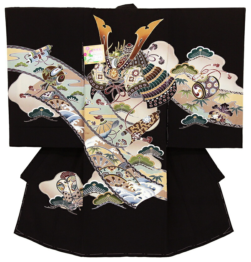 新品（純古典）夏物単衣　絽生地 産着 祝着京友禅工芸染　大将龍兜大王松豪華祝い文 新品（純古典）夏物単衣 絽生地 産着 祝着京友禅工芸染 大将
