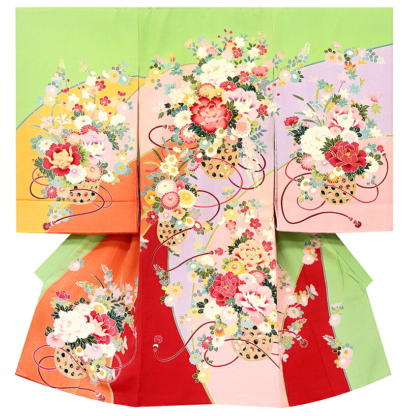※記念感謝祭☆送料無料☆正絹京友禅工芸最高級手加工美術染☆花かご古典四季花祝い文多色染め分け友禅染☆お祝着 23,760円