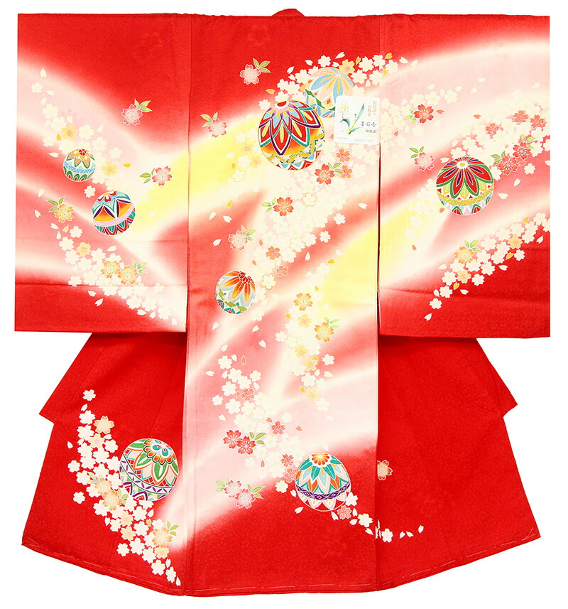 ※記念感謝祭☆送料無料☆正絹京友禅工芸手描き美術染刺繍入☆四季花王朝まり古典祝い文多色ボカシ染☆お祝着