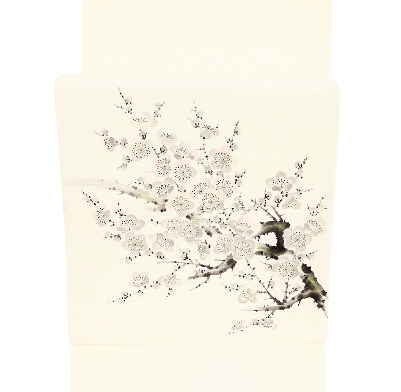 ※記念感謝祭☆仕立無料・送料無料☆京友禅工芸お洒落手描き染九寸なごや帯☆冬春物工芸紅白梅文☆別誂あみ織紬生地使用 24,750円