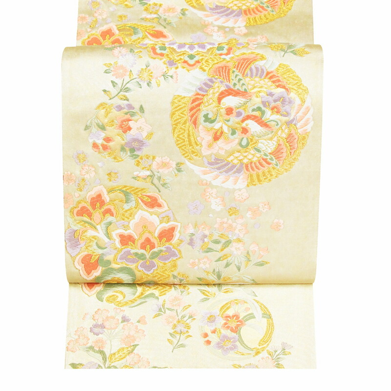 ※記念感謝祭☆仕立無料・送料無料☆西陣伝統工芸優美錦織礼装用袋帯☆王朝四季秀彩花鳥創作文☆名門弥栄織物謹製