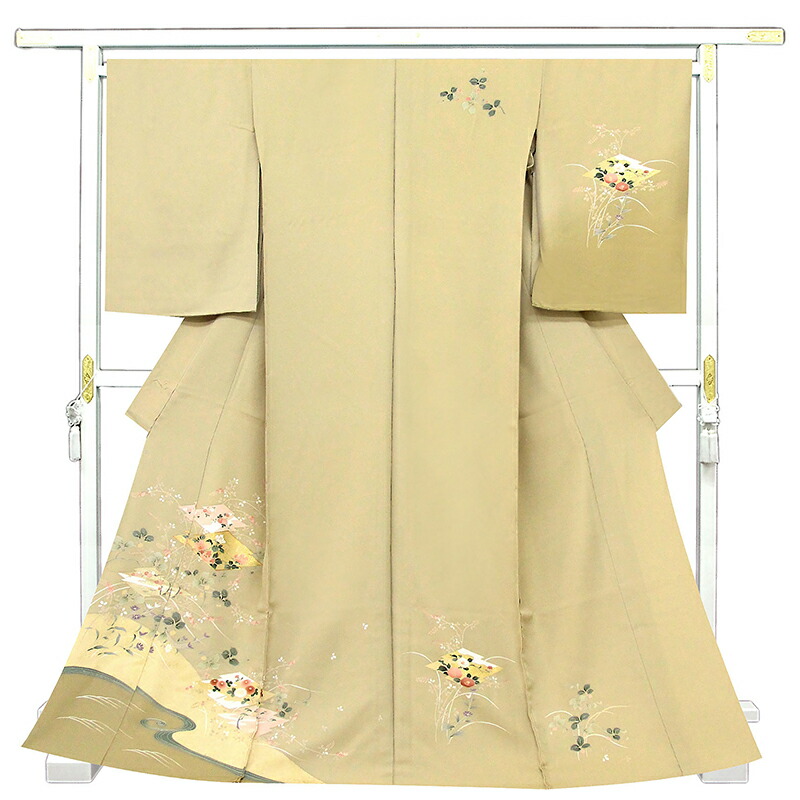※記念感謝祭☆仕立無料・送料無料☆慶長礼装訪問着☆特撰本加工京友禅伝統工芸手描き、本金彩友禅、王朝庭園色松皮菱文