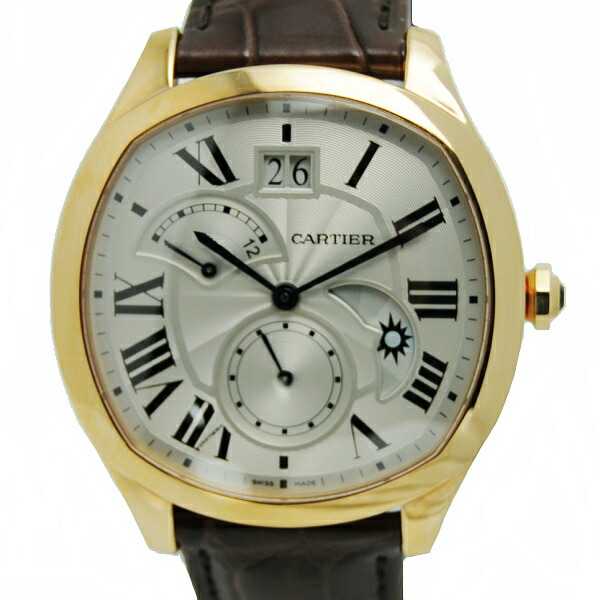 〇カルティエ CARTIER〇 【箱】メンズ時計/ドライブドゥカルティエレトログラード式2タイムゾーン/K18PG×クロコ/シルバー/WGNM0005 【MW1291】【税込価格】【質屋出店】【中古】【対応】