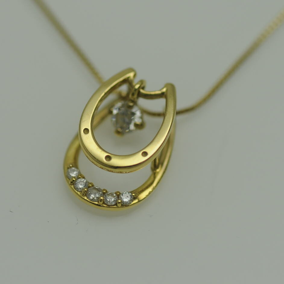 ♪ネックレス♪ K18YG/ダイヤD0.15/馬蹄/バテイ/ホースシュー 【JR2008】【税込価格】【質屋出店】【中古】【対応】